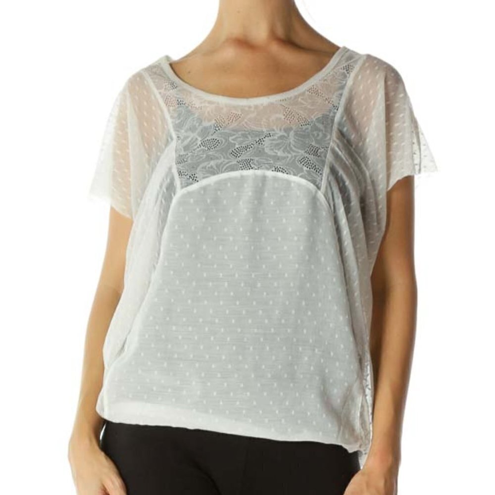 Free People Cream Lace Blouse